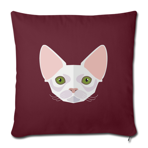 Sphynx Cat Throw Pillow Cover 17.5” x 17.5” - burgundy