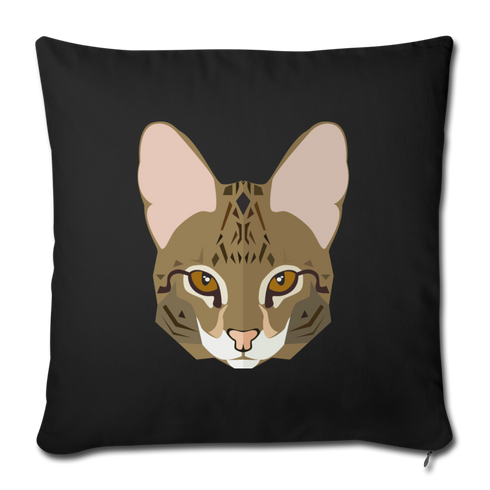 Bengal Cat Throw Pillow Cover 17.5” x 17.5” - black