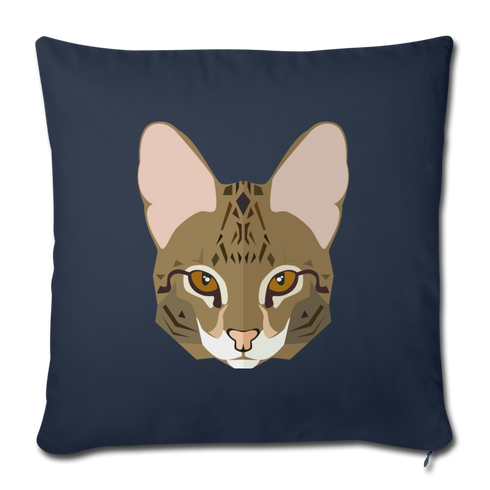Bengal Cat Throw Pillow Cover 17.5” x 17.5” - navy
