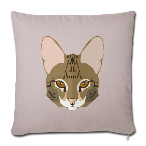 Bengal Cat Throw Pillow Cover 17.5” x 17.5” - light taupe