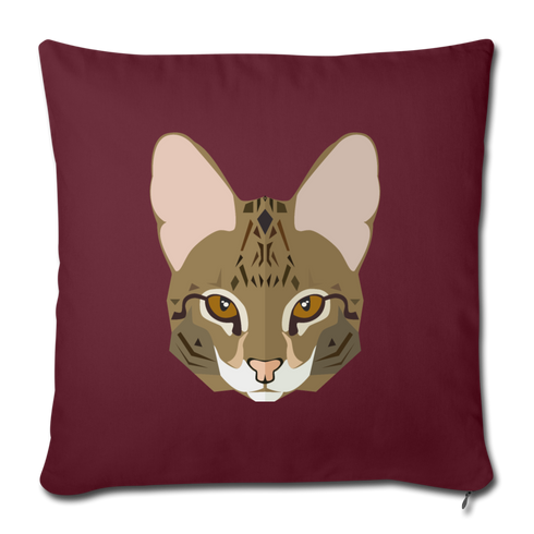 Bengal Cat Throw Pillow Cover 17.5” x 17.5” - burgundy