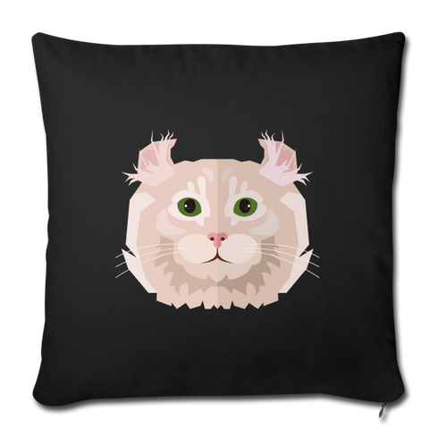 American Curl Cat Throw Pillow Cover 17.5” x 17.5” - black