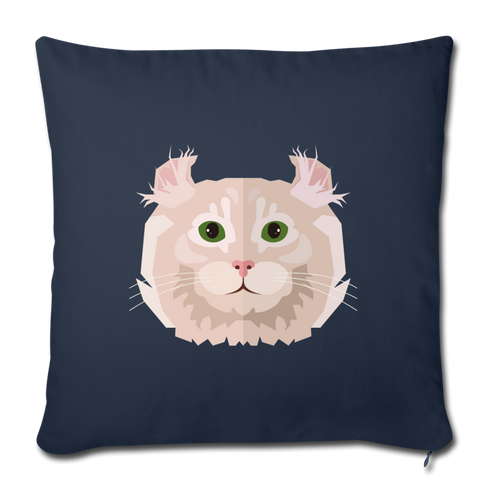 American Curl Cat Throw Pillow Cover 17.5” x 17.5” - navy