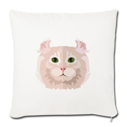 American Curl Cat Throw Pillow Cover 17.5” x 17.5” - natural white