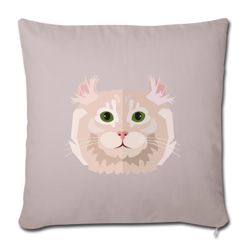 American Curl Cat Throw Pillow Cover 17.5” x 17.5” - light taupe