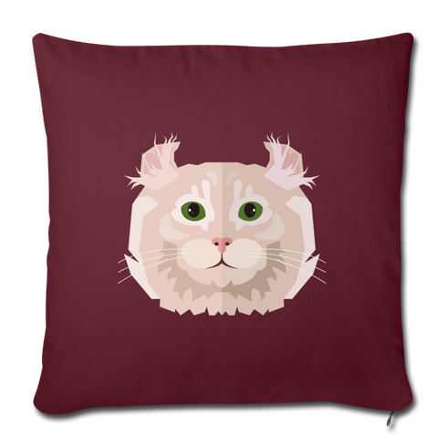 American Curl Cat Throw Pillow Cover 17.5” x 17.5” - burgundy