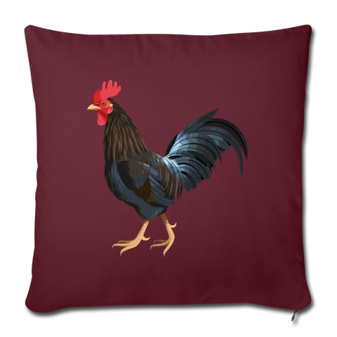 Rooster Throw Pillow Cover 17.5” x 17.5” - burgundy