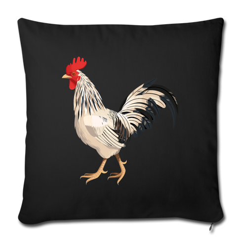 White and Black Rooster Throw Pillow Cover 17.5” x 17.5” - black
