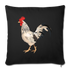 White and Black Rooster Throw Pillow Cover 17.5” x 17.5” - black