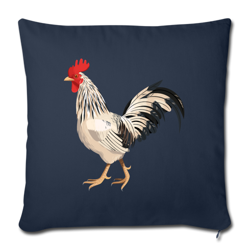 White and Black Rooster Throw Pillow Cover 17.5” x 17.5” - navy