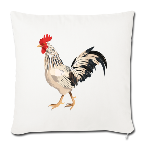 White and Black Rooster Throw Pillow Cover 17.5” x 17.5” - natural white