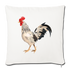White and Black Rooster Throw Pillow Cover 17.5” x 17.5” - natural white