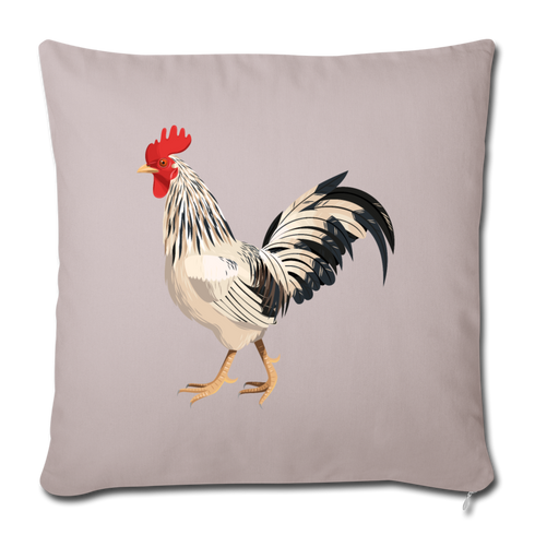 White and Black Rooster Throw Pillow Cover 17.5” x 17.5” - light taupe