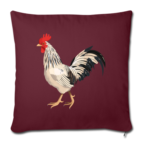 White and Black Rooster Throw Pillow Cover 17.5” x 17.5” - burgundy