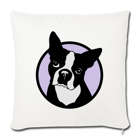 Boston Terrier Lavender Throw Pillow Cover 18” x 18” - natural white