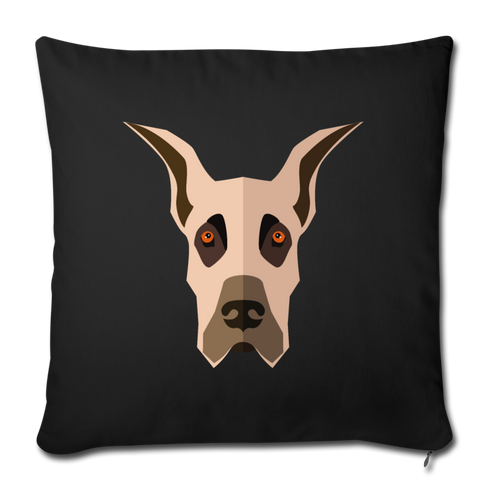 Fawn Great Dane Throw Pillow Cover 18” x 18” - black
