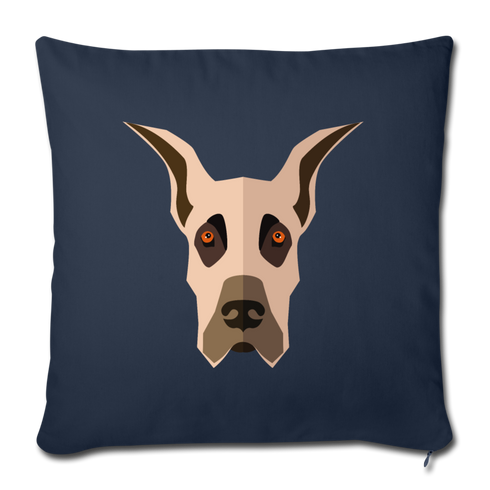 Fawn Great Dane Throw Pillow Cover 18” x 18” - navy