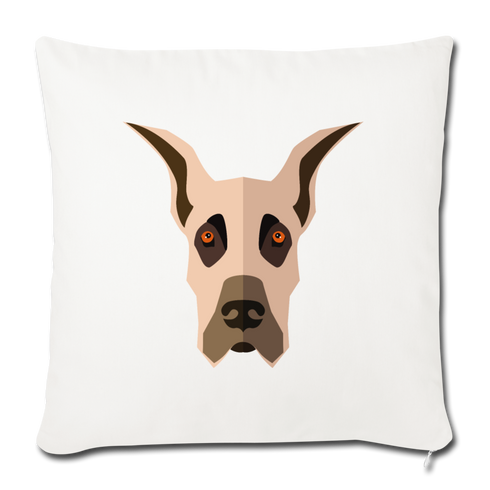Fawn Great Dane Throw Pillow Cover 18” x 18” - natural white