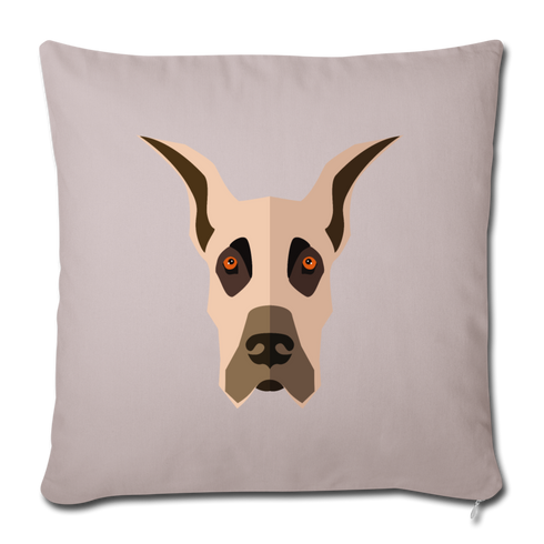 Fawn Great Dane Throw Pillow Cover 18” x 18” - light taupe