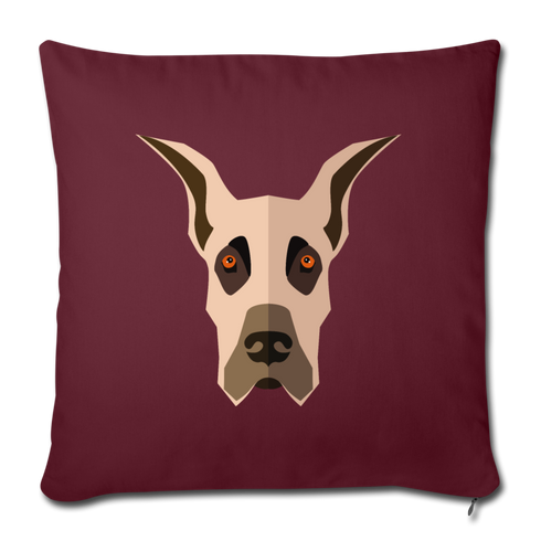 Fawn Great Dane Throw Pillow Cover 18” x 18” - burgundy