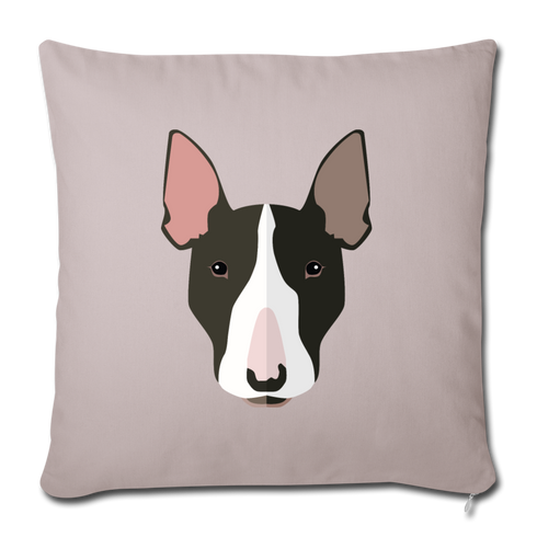 Bull Terrier Throw Pillow Cover 18” x 18” - light taupe