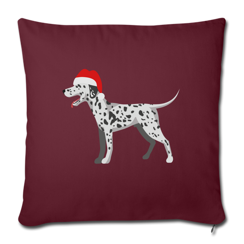 Holiday Dalmatian-Throw Pillow Cover 18” x 18” - burgundy