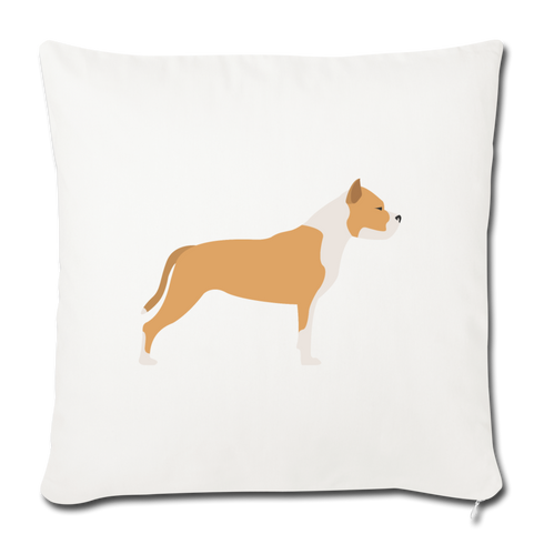 Tan & White Pitbull-Throw Pillow Cover 18” x 18” - natural white