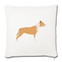 Tan & White Pitbull-Throw Pillow Cover 18” x 18” - natural white