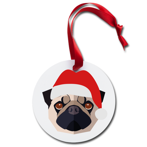Pug Holiday Ornament - white