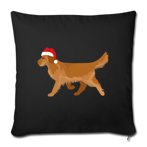 Holiday Golden Retriever Throw Pillow Cover 18” x 18” - black