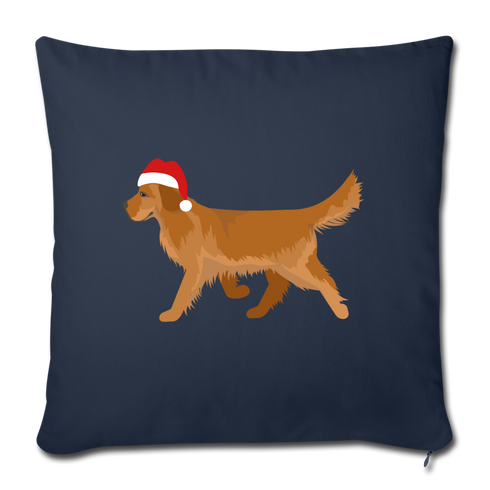 Holiday Golden Retriever Throw Pillow Cover 18” x 18” - navy
