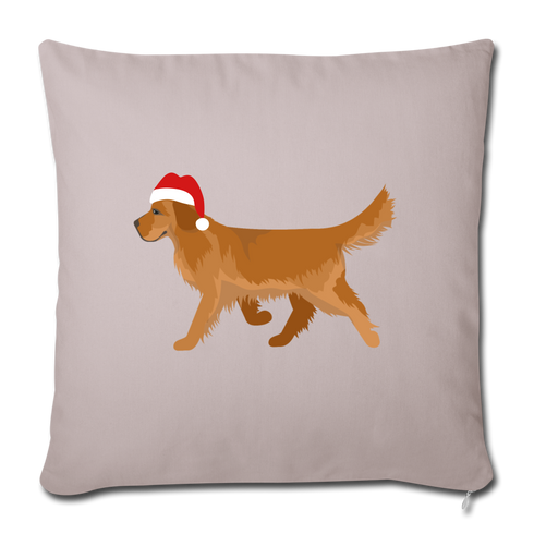 Holiday Golden Retriever Throw Pillow Cover 18” x 18” - light taupe