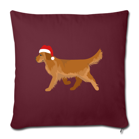 Holiday Golden Retriever Throw Pillow Cover 18” x 18” - burgundy