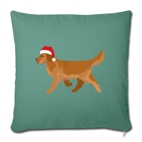 Holiday Golden Retriever Throw Pillow Cover 18” x 18” - cypress green