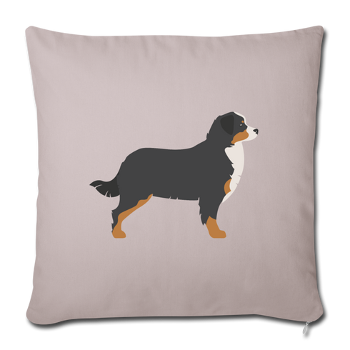 Bernese Mountain Dog-Throw Pillow Cover 18” x 18” - light taupe