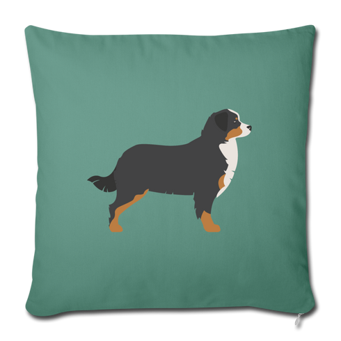 Bernese Mountain Dog-Throw Pillow Cover 18” x 18” - cypress green