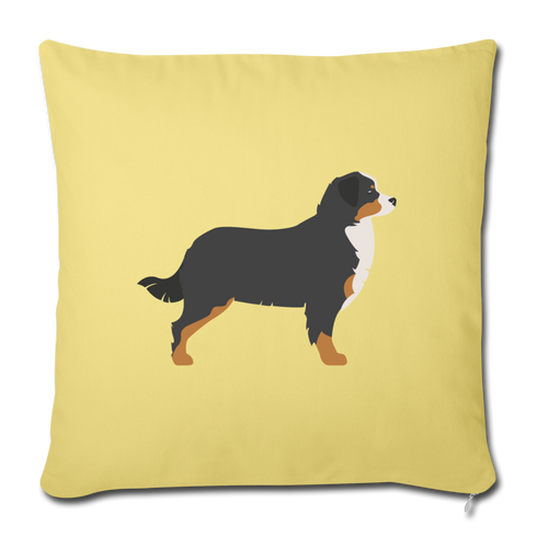 Bernese Mountain Dog-Throw Pillow Cover 18” x 18” - washed yellow
