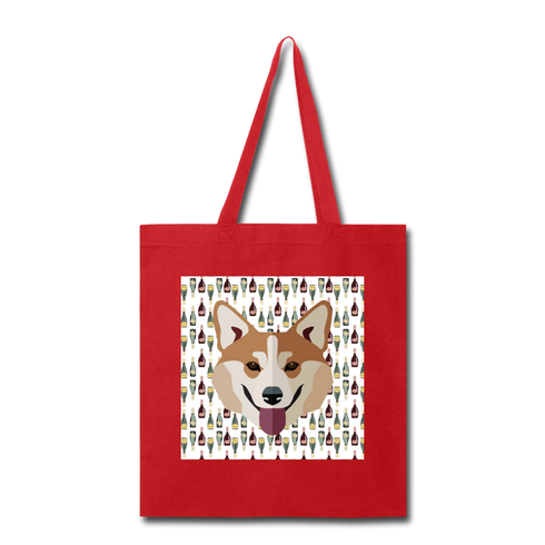 Corgi Champagne-Tote Bag - red