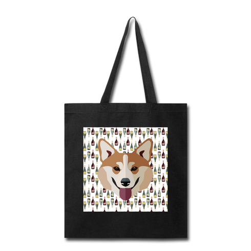 Corgi Champagne-Tote Bag - black