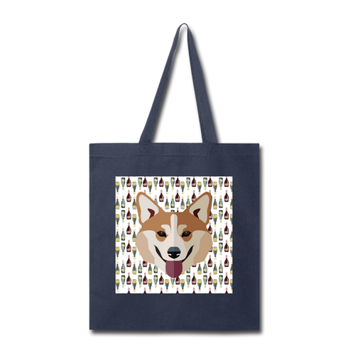 Corgi Champagne-Tote Bag - navy