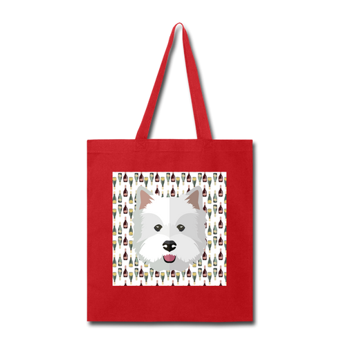 Westie Champagne-Tote Bag - red