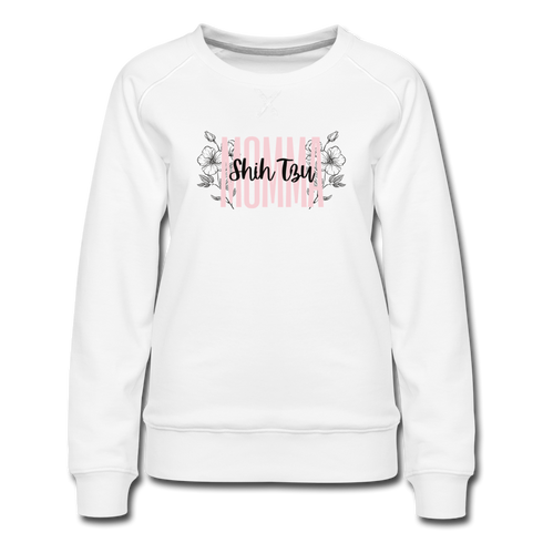 Shih Tzu Momma Floral Women’s Premium Sweatshirt - white
