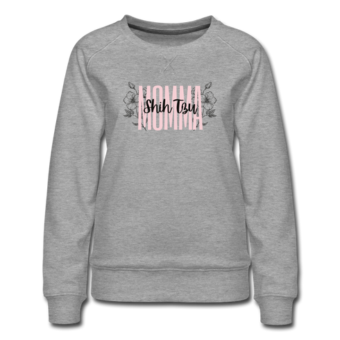 Shih Tzu Momma Floral Women’s Premium Sweatshirt - heather gray
