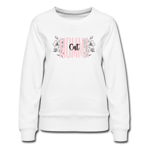 Cat Momma Floral Women’s Premium Sweatshirt - white