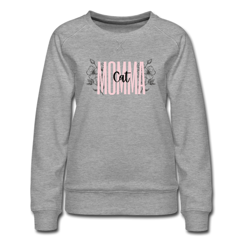 Cat Momma Floral Women’s Premium Sweatshirt - heather gray