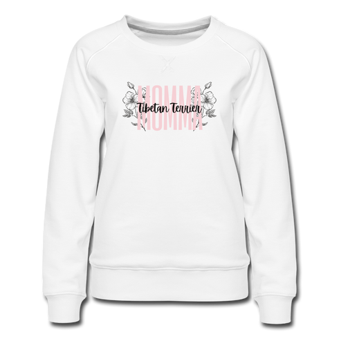 Tibetan Terrier Momma Floral Women’s Premium Sweatshirt - white