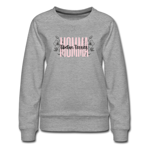 Tibetan Terrier Momma Floral Women’s Premium Sweatshirt - heather gray